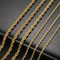 2-6MM Gold Color Twisted Rop  For Men and Women Fashion Jewelry