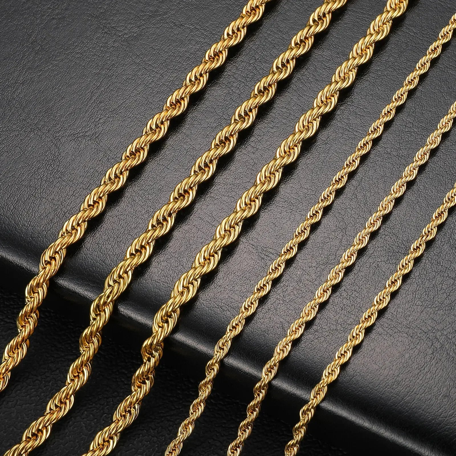 2-6MM Gold Color Twisted Rop  For Men and Women Fashion Jewelry